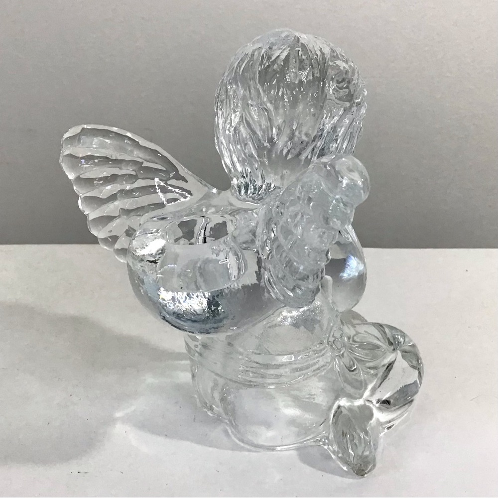 Vintage Angel Cherub Taper Candle Holder Heavy Clear Glass 5.25”H Excellent - Picture 5 of 12